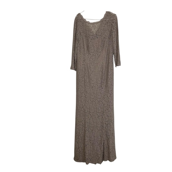 NWT Adrianna Papell Womens Taupe Long lace gown S Evening Dress size 18W - Picture 6 of 10